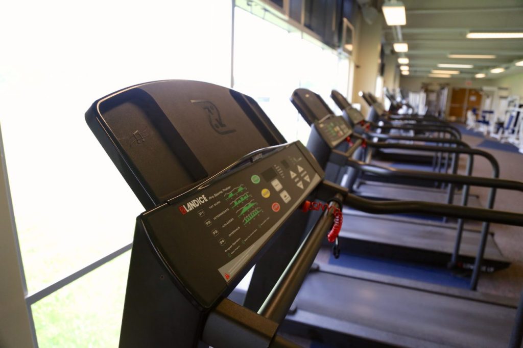 Close up of a treadmill in the fitness center