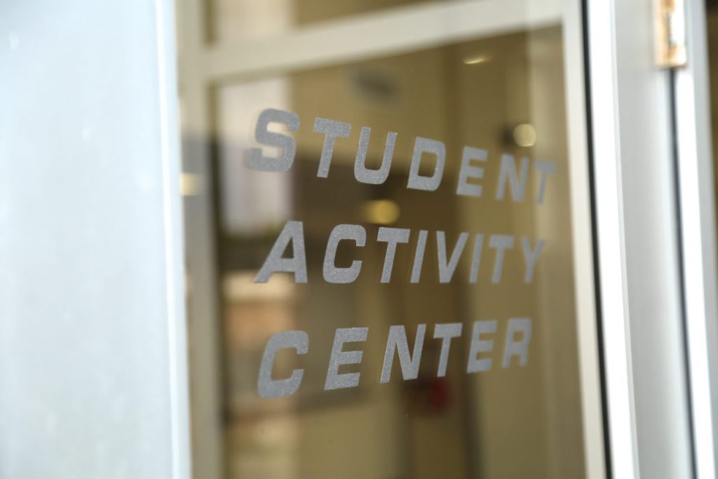 Window that says "Student activity center"